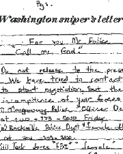 First page of the Washington sniper's letter